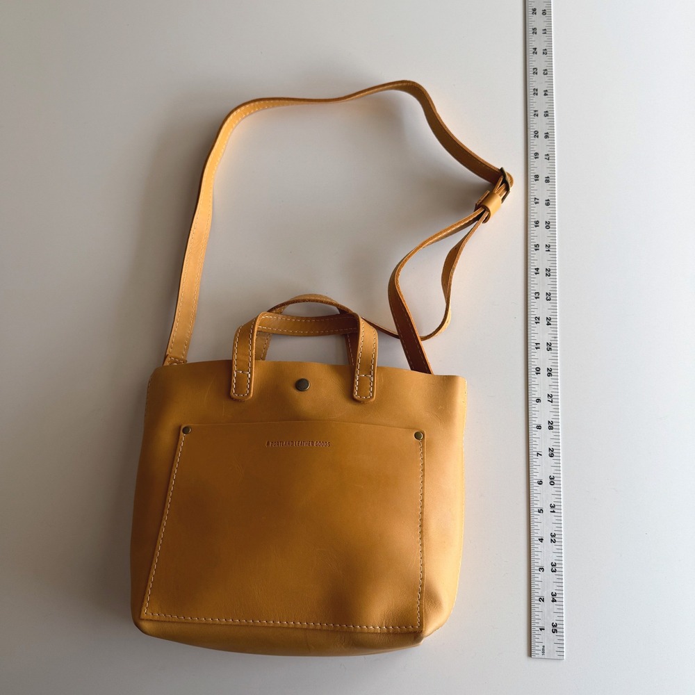 Portland Leather Goods Mini Crossbody Snap Top Sunflower Yellow Bag Purse - Picture 8 of 8